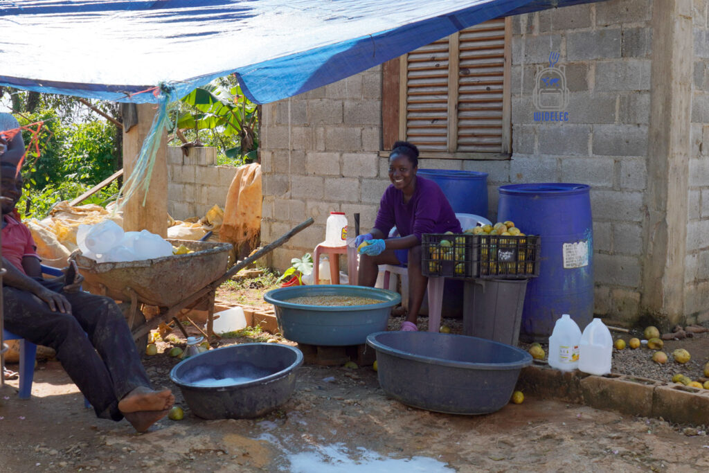Pracujący mieszkańcy Dominikany przy codziennych obowiązkach w małej wiosce. Kobieta uśmiecha się, siedząc i obierając warzywa, podczas gdy mężczyzna odpoczywa w cieniu, siedząc na krześle obok stołu z plastikowymi pojemnikami i butelkami. Scena ta odzwierciedla lokalne życie i kulturę, z tradycyjnymi technikami przygotowywania żywności na pierwszym planie. W tle widać skromne, betonowe budynki pod niebieskim, rozciągniętym plandeką dachem
#widelecwpleacaku
#dominikana - z wschodu na zachód - z południa na północ