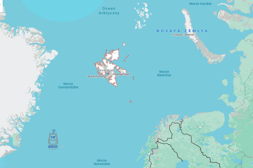 svalbard na mapie świata, widelecwplecaku.pl,